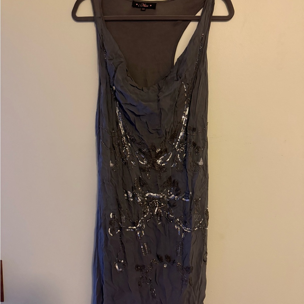 Cache Charcoal Sequin Backless Dress